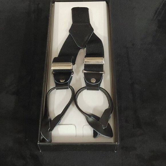 MEN'S FERRECCI SOLID BLACK BUTTON END SUSPENDERS. - Picture 1 of 3